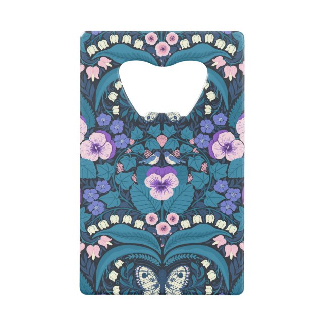 Stiefmütterchen, Vögel und Schmetterlinge Geldbeutel Flaschenöffner (Vorderseite)