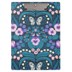 Stiefmütterchen, Vögel und Schmetterlinge Klemmbrett