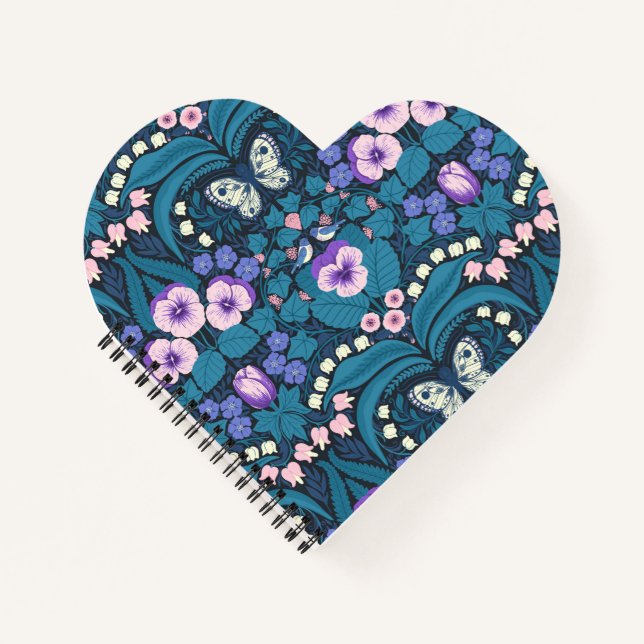 Stiefmütterchen, Vögel und Schmetterlinge Notizbuch (Vorderseite)