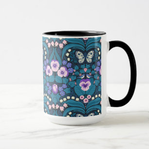 Stiefmütterchen, Vögel und Schmetterlinge Tasse