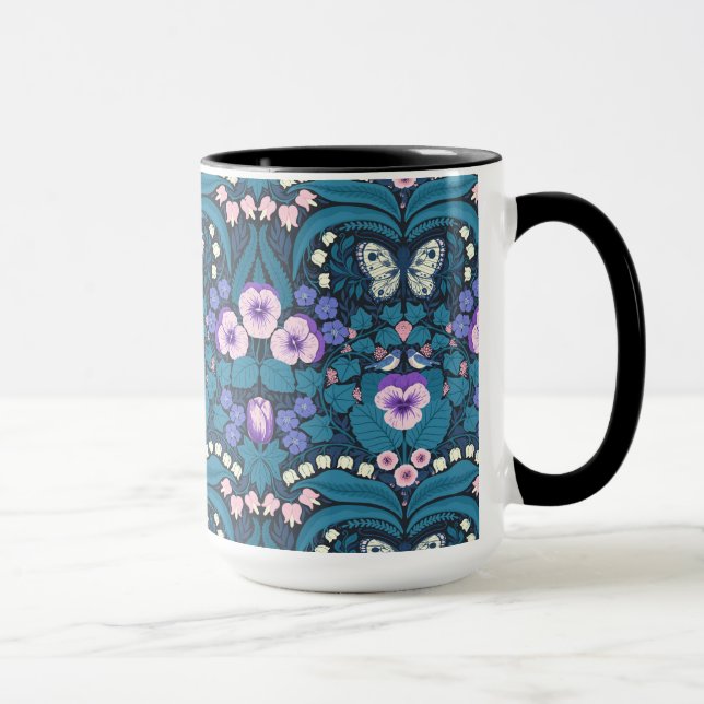 Stiefmütterchen, Vögel und Schmetterlinge Tasse (Rechts)