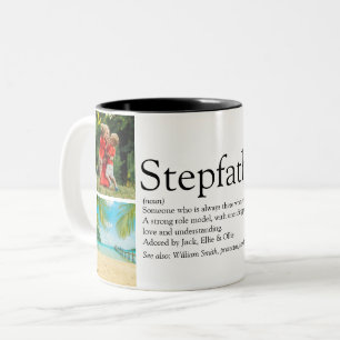 Stiefvater, Stiefpapa Definition 4 Foto-Collage Zweifarbige Tasse