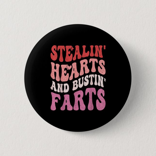 Stiehl Herzen & furze Retro-Valentinstag Button (Vorderseite)