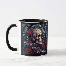 Stiele und Steine Schädel und Rose Kaffee Tasse