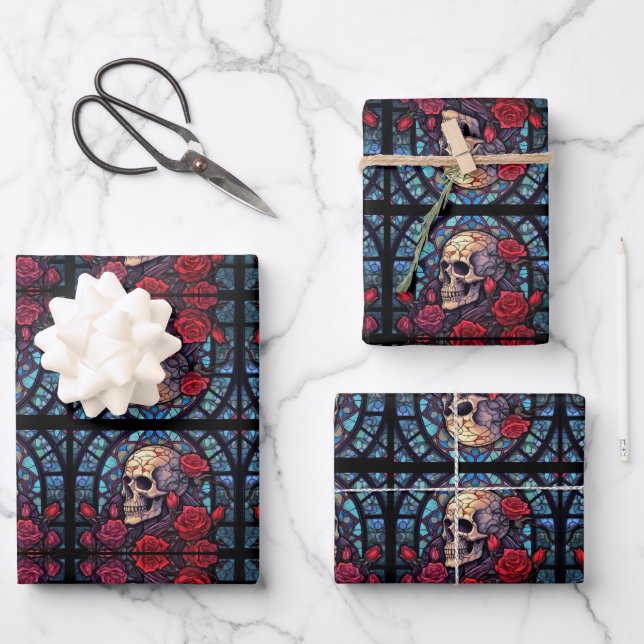 Stiele und Steine Skull & Rose Geschenkpapier Set (Vorderseite)