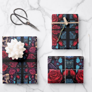 Stiele und Steine Skull & Rose Geschenkpapier Set
