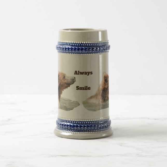 Stien mit Grizzlybär Bierglas (Mittel)