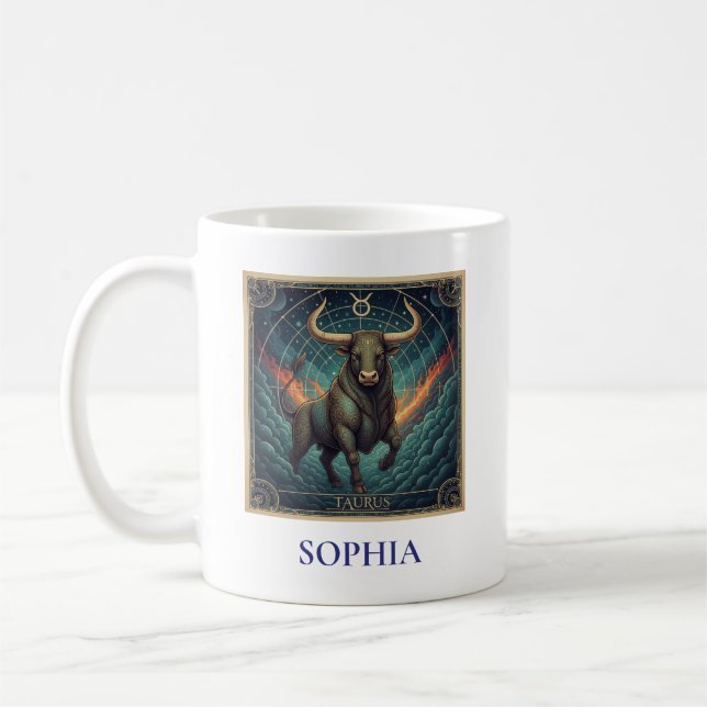 Stier Blau Himmelssternzeichen Kaffeetasse (Links)