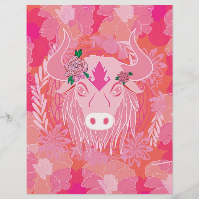 Stier, Blume des Lebens, blau, mandala,zen,chakra (Vorderseite)