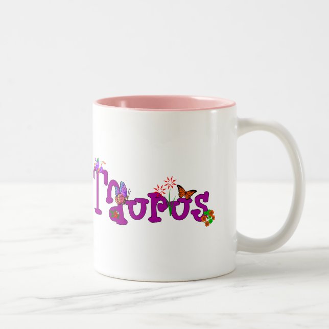 Stier-Blumen Zweifarbige Tasse (Rechts)