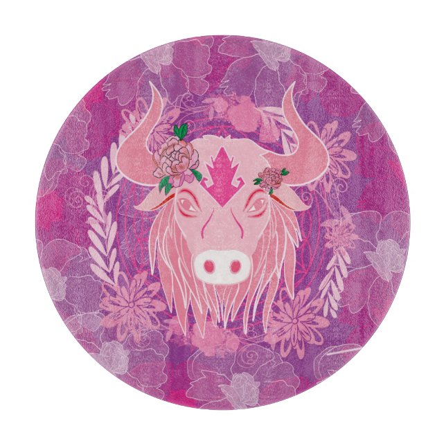 Stier Blüte des Lebens Schneidebrett (Vorderseite)