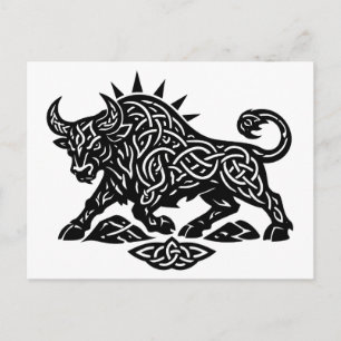 Stier Bull Sigil — Erdgebundene Zodiac-Tintearbeit Feiertagspostkarte