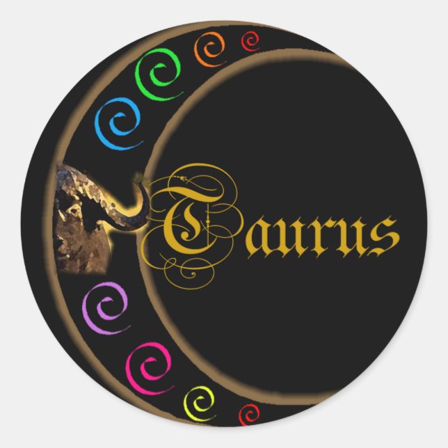 Stier Celestrial Mond Runder Aufkleber (Vorderseite)