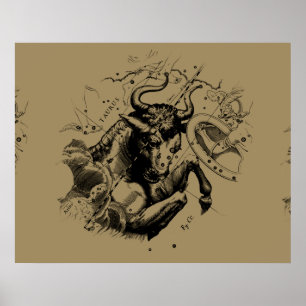 Stier Constellation Hevelius 1690 Gravur Poster