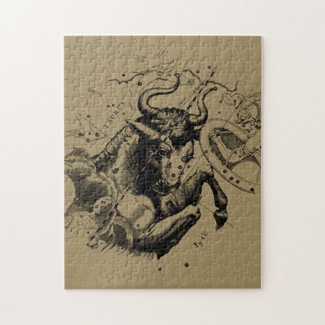 Stier Constellation Hevelius 1690 Gravur Puzzle (Vertikal)