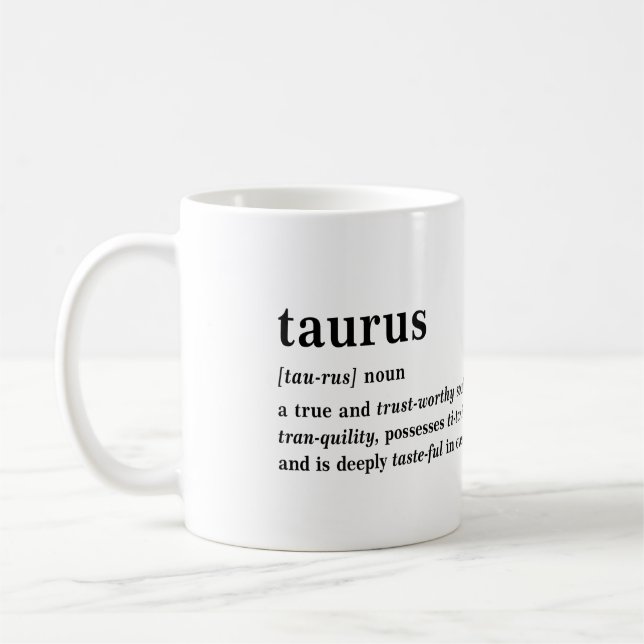 Stier Definition Ästhetik Astrologie Geschenk Kaffeetasse (Links)