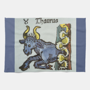 Stier der Bulle, Vintage Zeichen des Zodiak Geschirrtuch