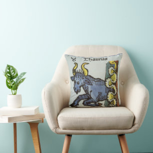 Stier der Bulle, Vintage Zeichen des Zodiak Kissen