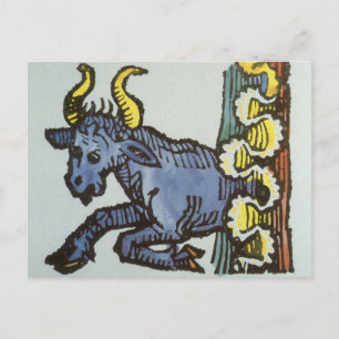 Stier der Bulle, Vintage Zeichen des Zodiak Postkarte