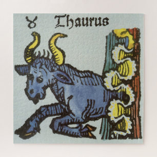 Stier der Bulle, Vintage Zeichen des Zodiak Puzzle