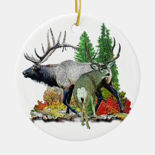 Stier-Elchdollarrotwild Keramik Ornament