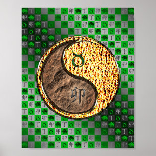 Stier & Feuer Kaninchen Poster