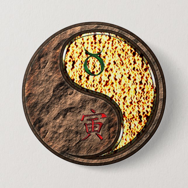 Stier & Feuer Tiger Button (Vorderseite)