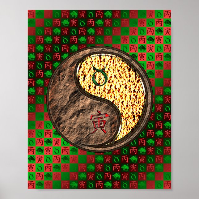 Stier & Feuer Tiger Poster (Vorne)
