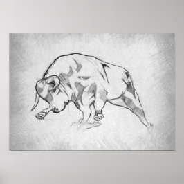 Stier - Grafische Zeichnung Poster