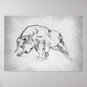 Stier - Grafische Zeichnung Poster
