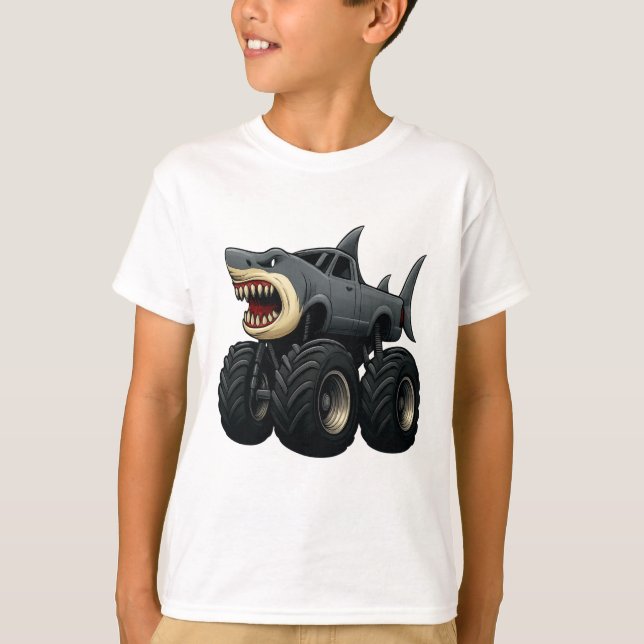 Stier-Hai-Monstertruck T-Shirt (Vorderseite)