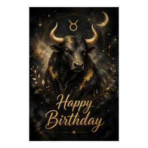 Stier Happy Birthday Sternzeichen Design Poster