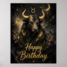 Stier Happy Birthday Sternzeichen Design Poster