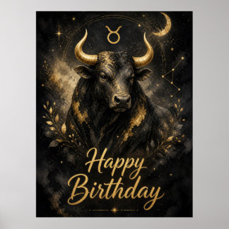 Stier Happy Birthday Sternzeichen Design Poster