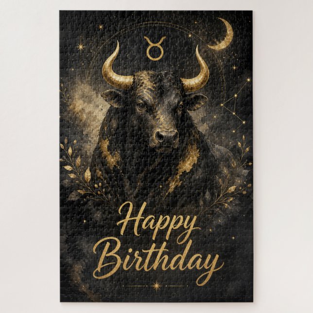 Stier Happy Birthday Sternzeichen Design Puzzle (Vertikal)