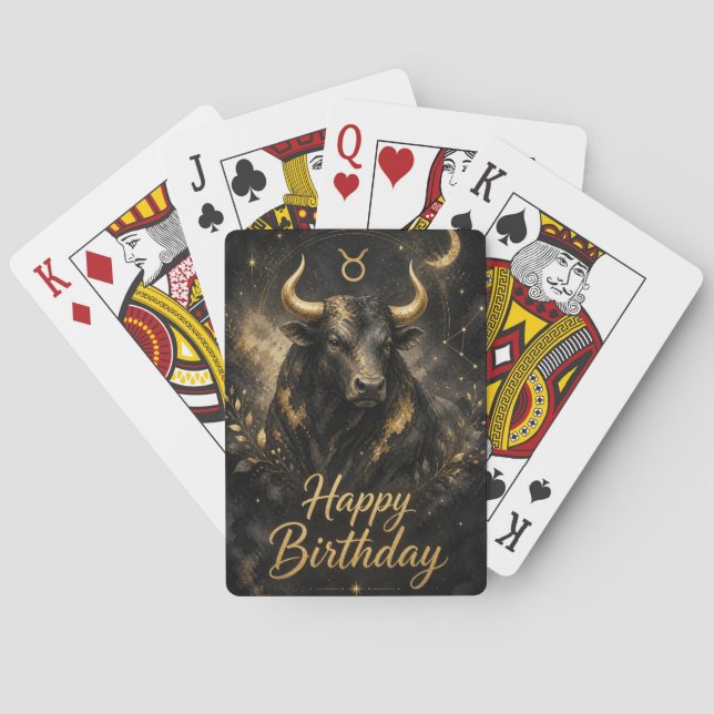 Stier Happy Birthday Sternzeichen Design Spielkarten (Rückseite)