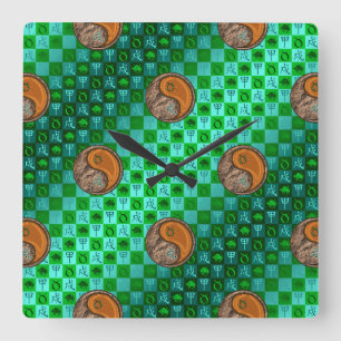 Stier & Holz Hund Quadratische Wanduhr