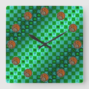 Stier & Holzhund Quadratische Wanduhr