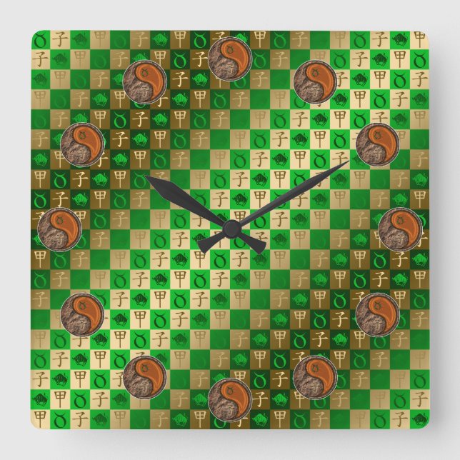 Stier & Holzratte Quadratische Wanduhr (Vorderseite)