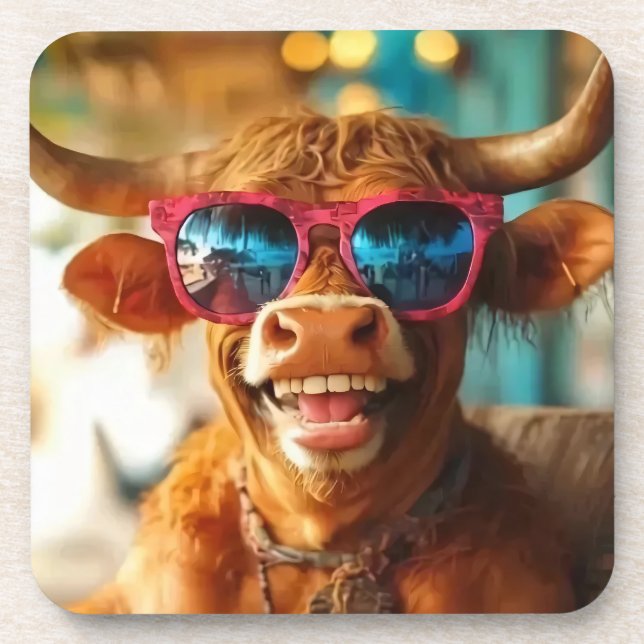 Stier im Beachclub Getränkeuntersetzer (Vorderseite)