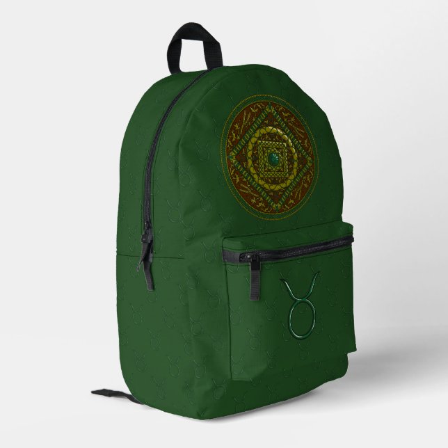 Stier-Mandala Bedruckter Rucksack (Rückseitige Ecke links)