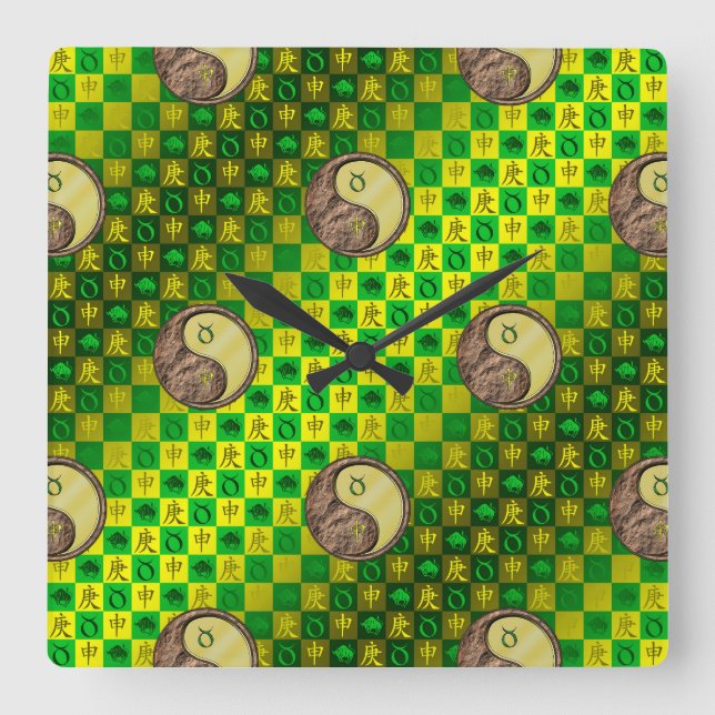 Stier & Metallaffe Quadratische Wanduhr (Vorderseite)