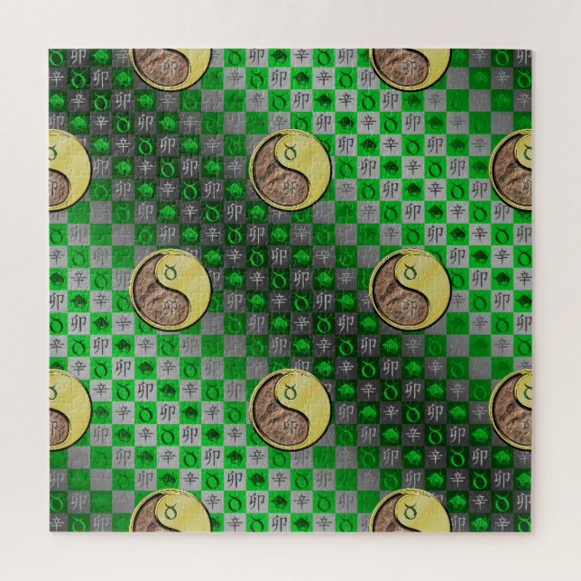 Stier & Metallener Hase Puzzle (Vertikal)