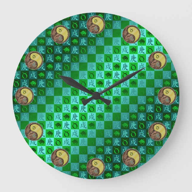 Stier & Metallhund Große Wanduhr (Vorderseite)