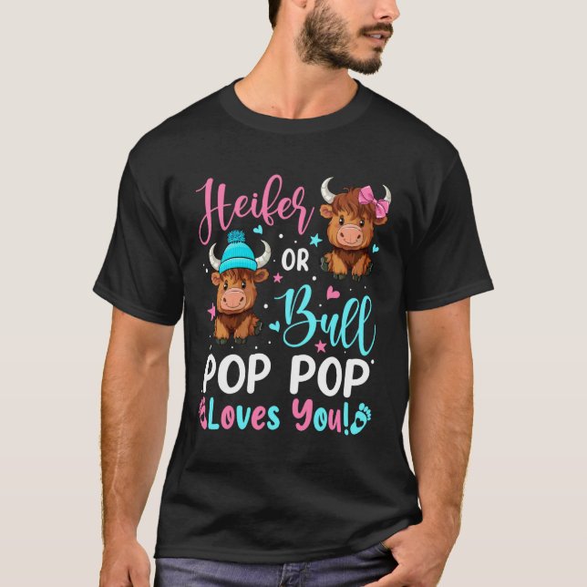 Stier oder Färse Pop Pop liebt dich Highland-Kuh L T-Shirt (Vorderseite)