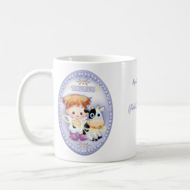 Stier - personalisierte Tierkreis-Tasse Tasse (Links)