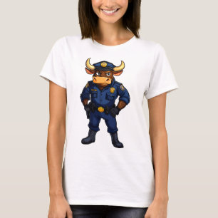 Stier-Polizist Cartoon-Cop T-Shirt