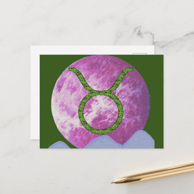 Stier Postkarte (Vorderseite/Rückseite Beispiel)