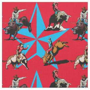 Stier-Reitcowboy-Rodeo-Western-Gewebe Stoff