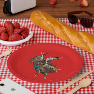 Stier-Reiter-Cowboy Pappteller